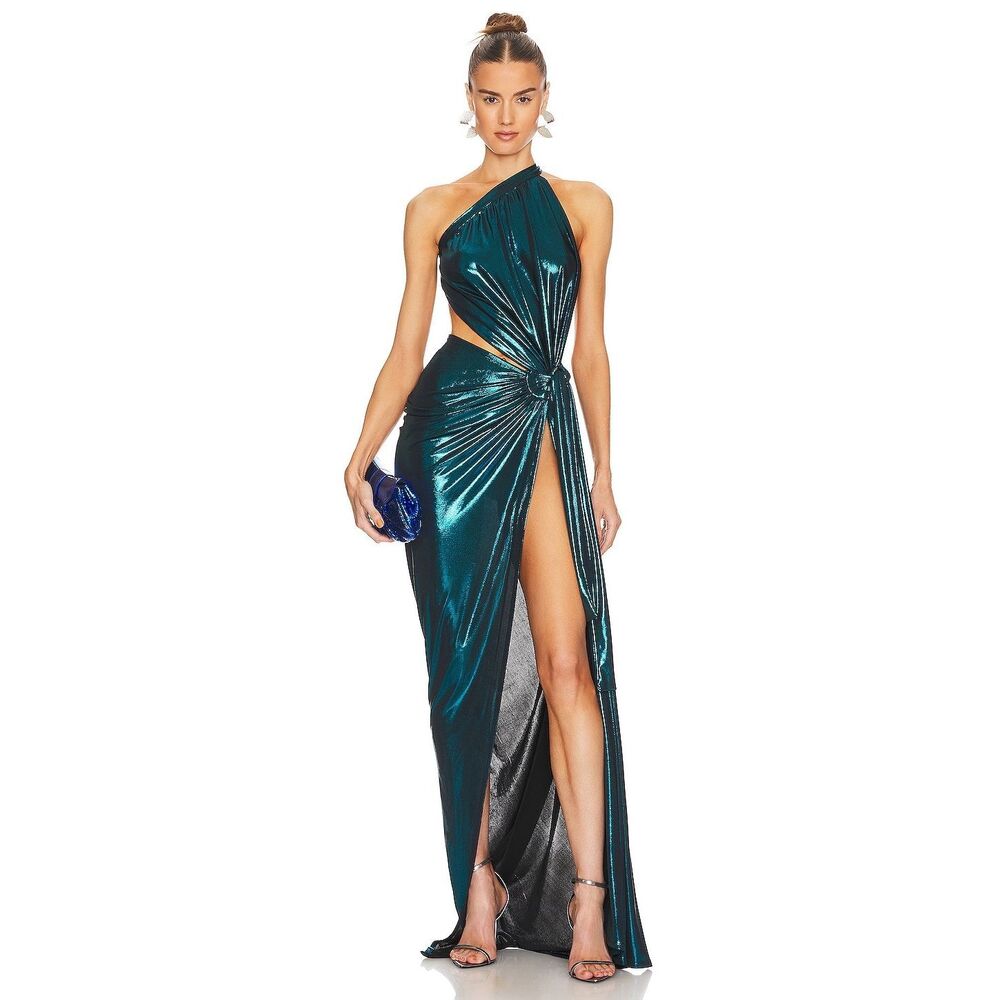 J.Angelique Disa Dress in Teal Metallic Knit Size XS $300